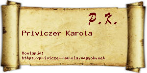 Priviczer Karola névjegykártya
